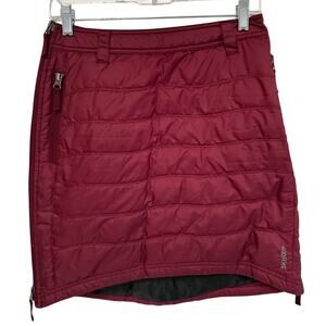Skhoop Short Down Puffer Insulated Hi Low Skirt Side Zips Magenta Red Small
